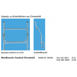 Typ 189.2 Schachtleiter aus Chromstahl A2 15 Sprossen